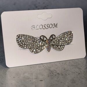Silver Crystal Butterfly Hair Clip